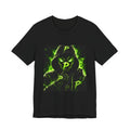 Hooded Phantom Tee — Neon Green 'P' Glitch Graphic T-Shirt