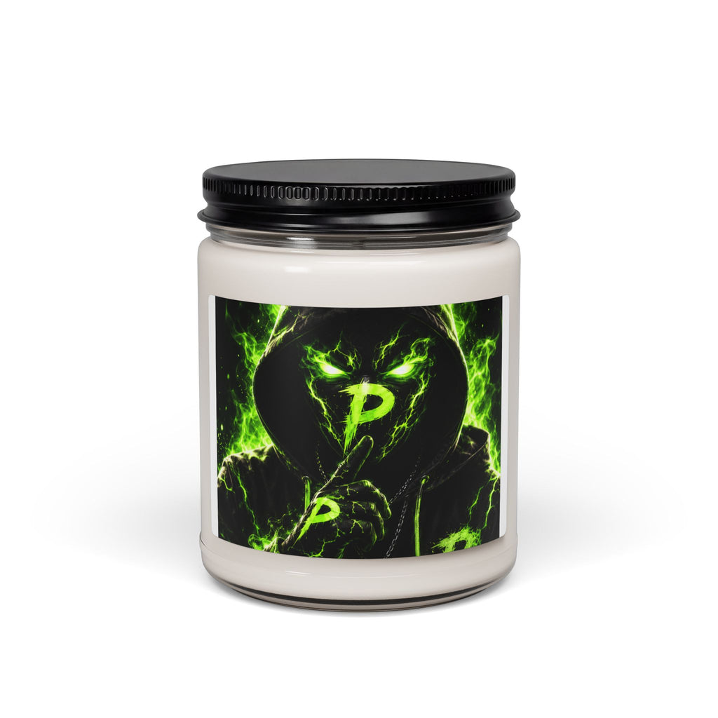 Green Flame Skull Candle — 9oz Scented Soy Candle with Neon Gothic Design