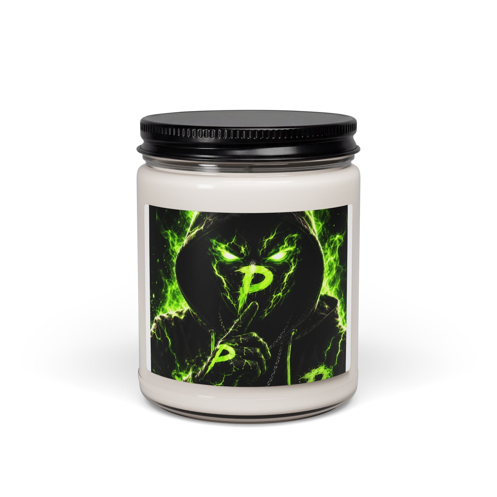 Green Flame Skull Candle — 9oz Scented Soy Candle with Neon Gothic Design