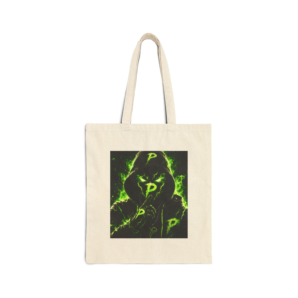 Canvas Tote Bag — Neon Green Hoodie 'P' Streetwear Graphic