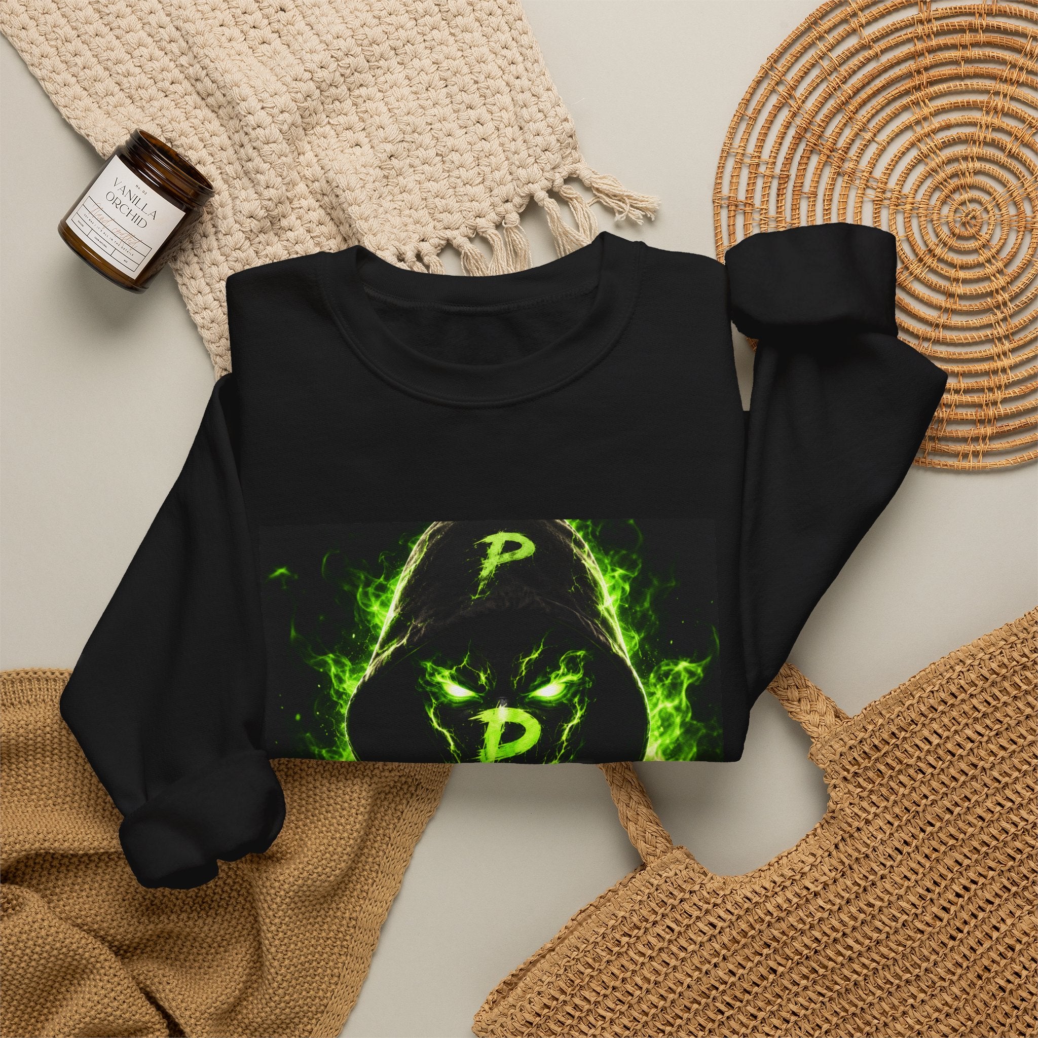 Hooded Phantom Neon Green Graphic Sweatshirt