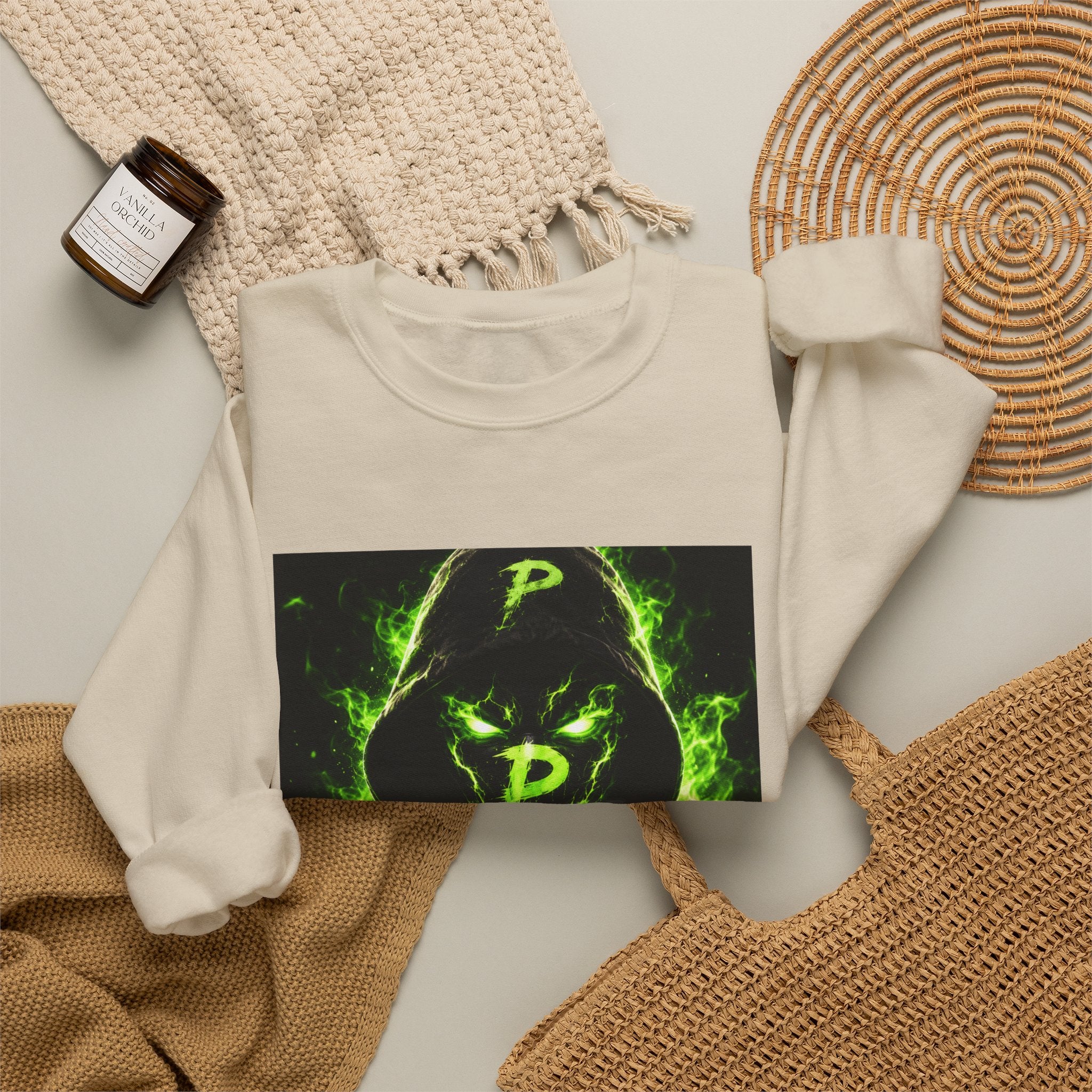 Hooded Phantom Neon Green Graphic Sweatshirt