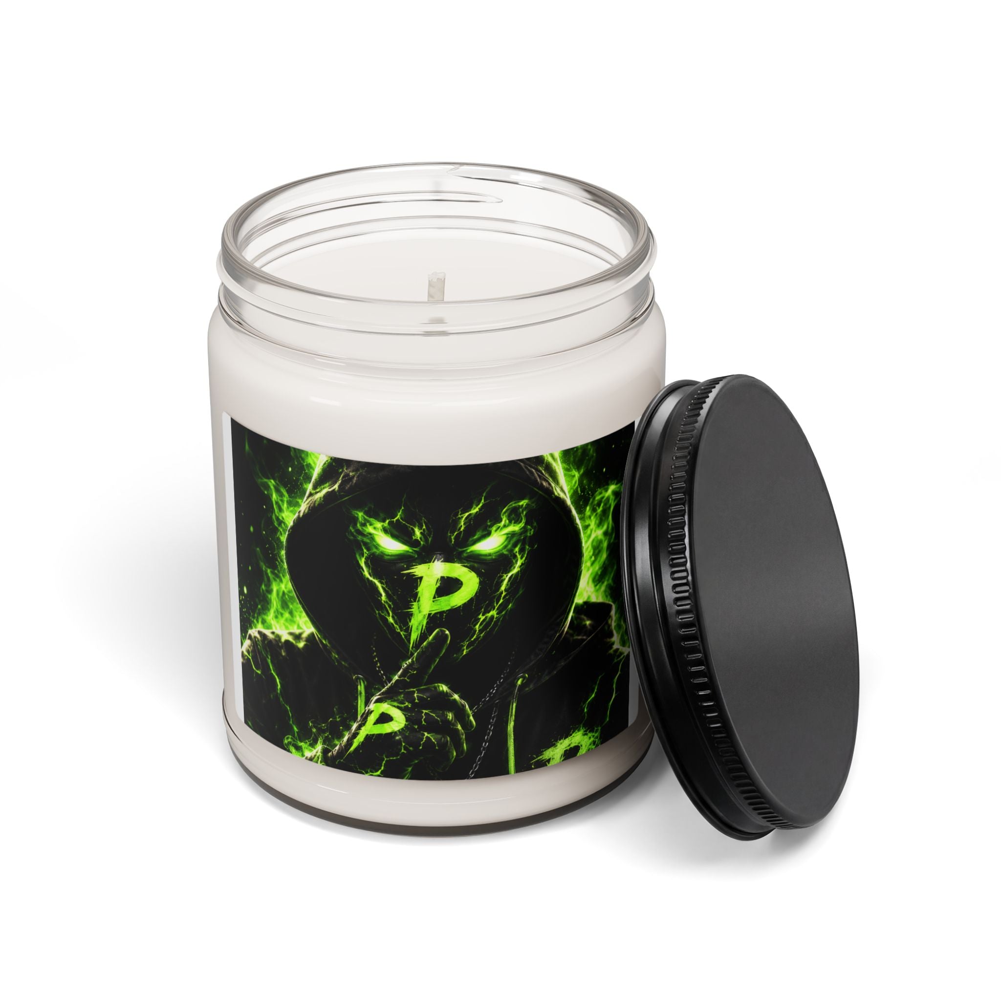 Green Flame Skull Candle — 9oz Scented Soy Candle with Neon Gothic Design