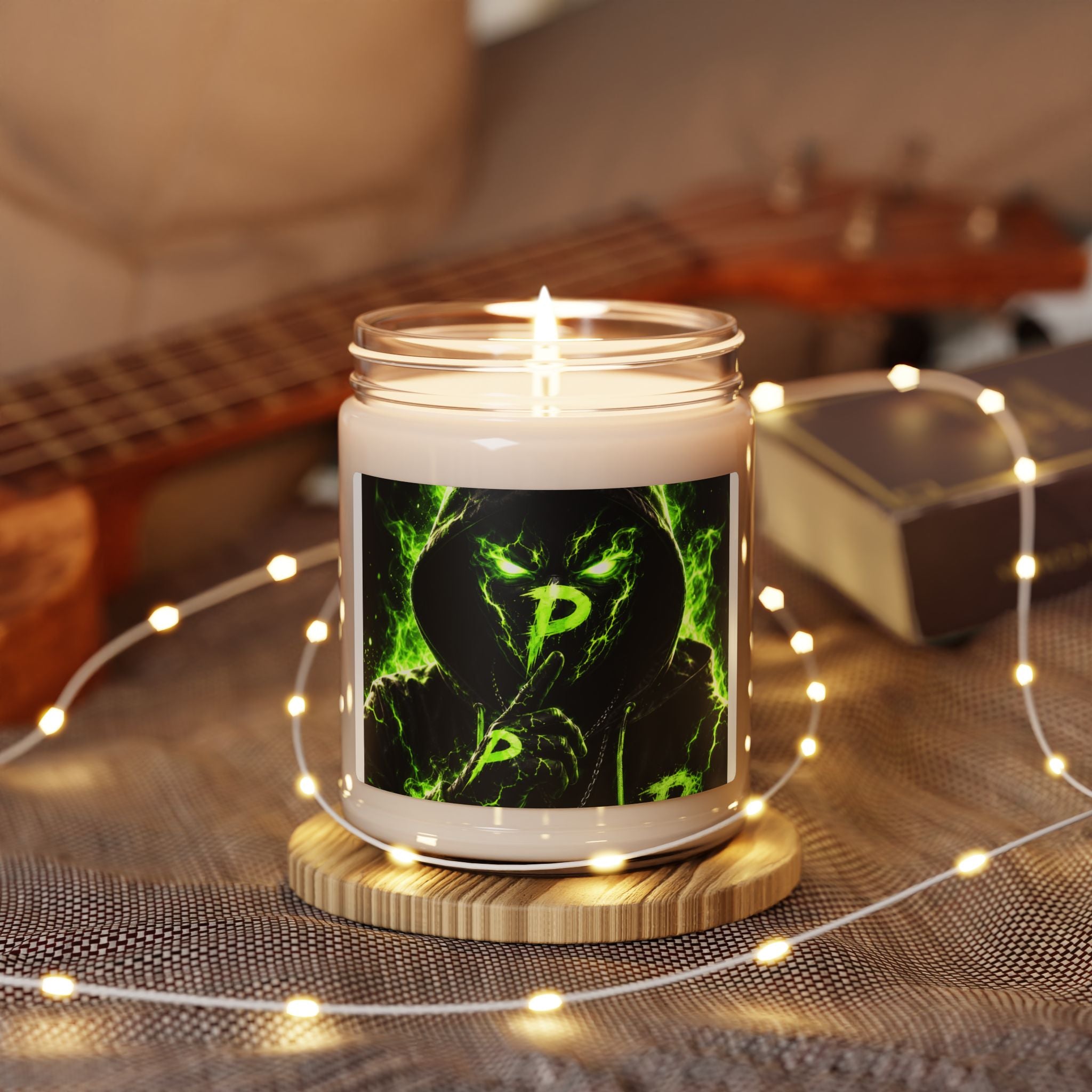 Green Flame Skull Candle — 9oz Scented Soy Candle with Neon Gothic Design