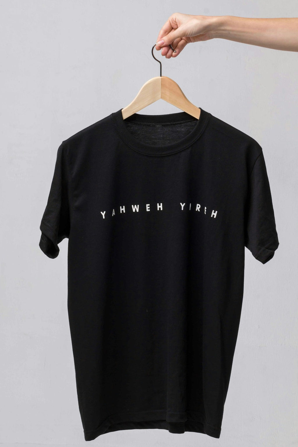 Black custom t-shirt on model